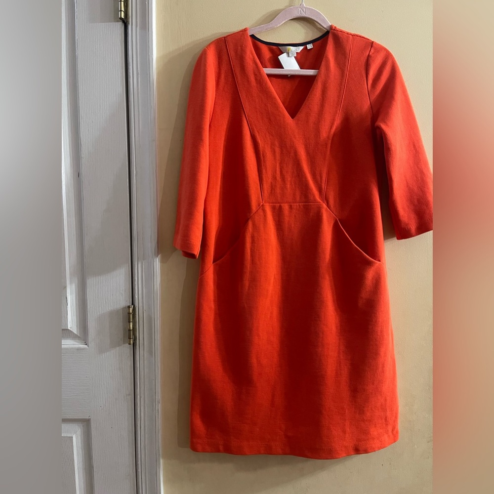 Boden Orange V-Neck Shift Dress